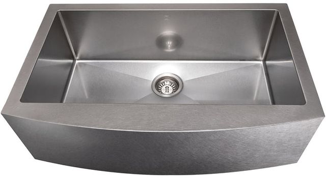 ZLINE Vail 33" Satin Stainless Steel Farmhouse Apron Mount Single Bowl Kitchen Sink with Bottom Grid-2