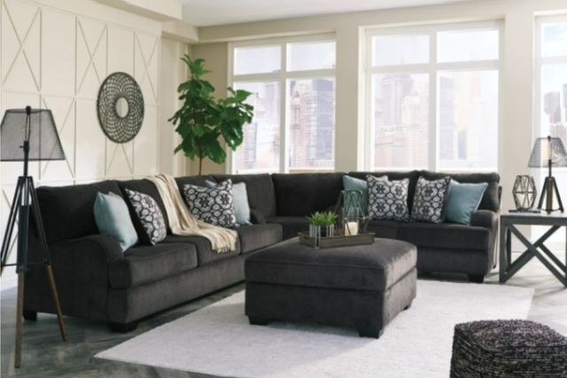 Benchcraft® Charenton 2-Piece Charcoal Sectional with Ottoman-3