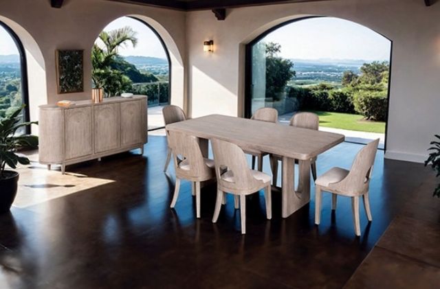 Furniture of America® Sterling West 7-Piece White Oak Dining Table Set-0