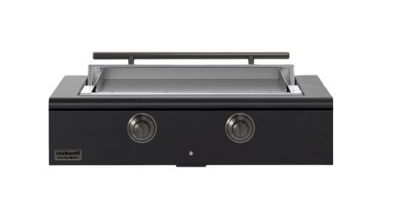 Caliber™ Rockwell Social 42" Matte Black Built-In Natural Gas Outdoor Griddle with Pewter Hardware-0