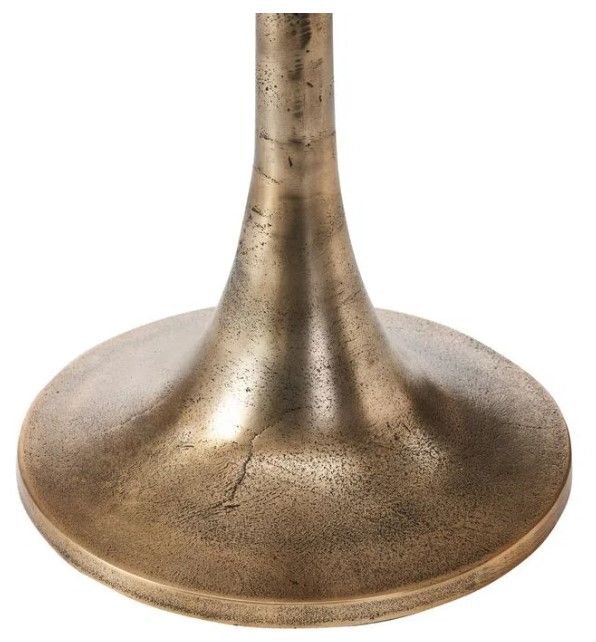 Renwil® Amalya White Marble Top Side Table with Antique Brass Base-1