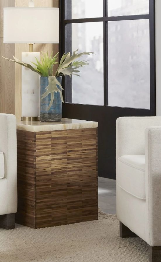Modus Furniture One Onyx Top End Table with Natural Base-1