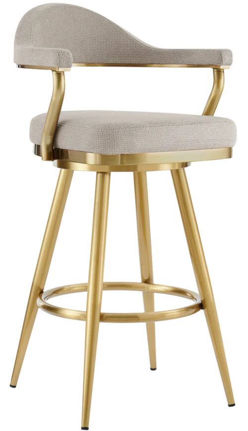 Armen Living Justin Gold/Taupe Swivel Bar Stool-0