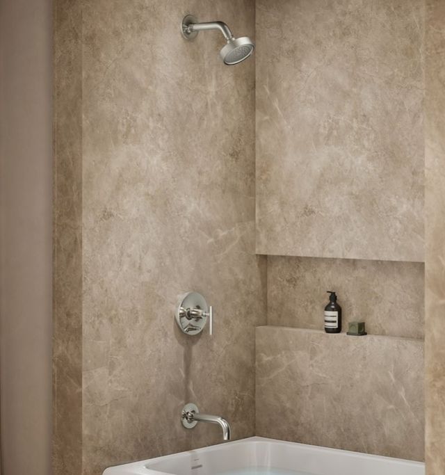 KOHLER® Purist® Rite-Temp® Vibrant Polished Nickel 2.5 GPM Bath and Shower Trim Kit with Lever Handle and Push-Button Diverter -1