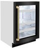 ZLINE Autograph Edition Touchstone 24 " 5.2 Cu. Ft. Black Stainless Steel Glass Door and Champagne Bronze Helix Handle 151 Can Beverage Fridge -1