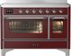 Ilve® Majestic III 48" Burgundy Pro Style Induction Range with Triple Glass Door and Chrome Trim-0