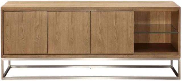 Modus Furniture One Bisque/Brushed Stainless Steel 84" TV Console-2
