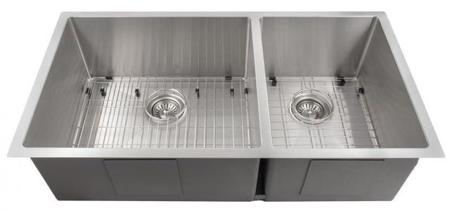 ZLINE Chamonix 36" Stainless Steel Undermount Double Bowl Kitchen Sink with Bottom Grid-0