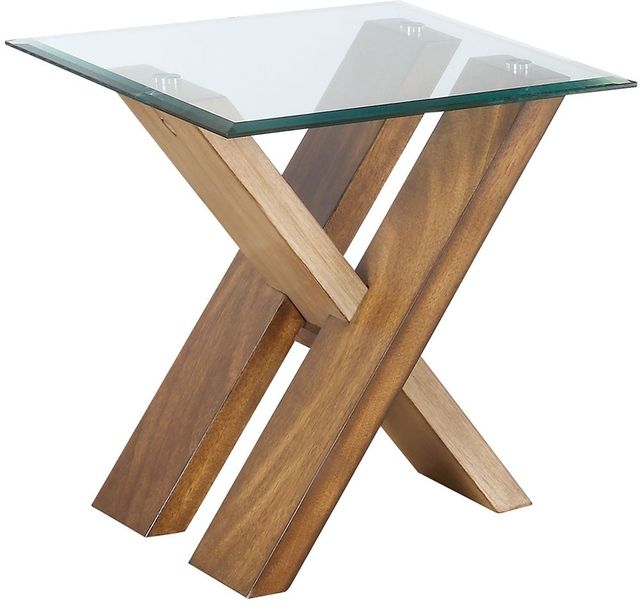 Steve Silver Co. Tasha Glass Top End Table with Deep Cherry Base-0