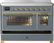 Ilve® Majestic III 48" Blue Gray Pro Style Induction Range with 6 Elements and Brass Trim-2