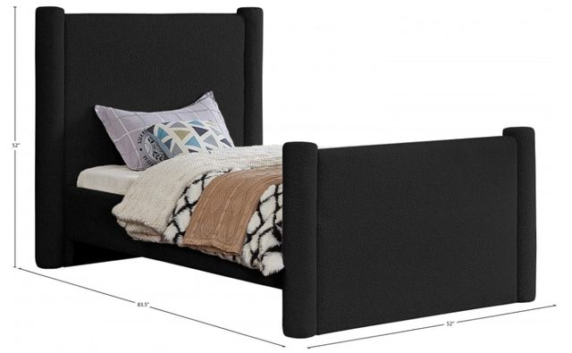 Meridian Furniture Elias Black Twin Boucle Fabric Upholstered Panel Bed-3