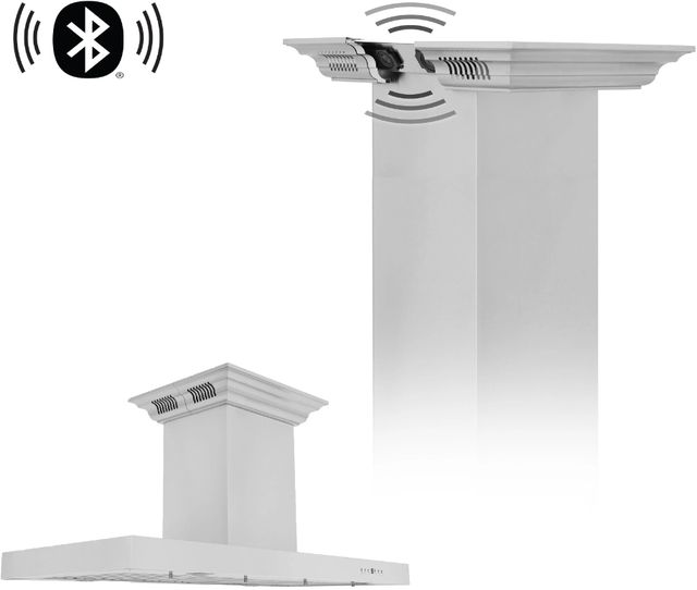 ZLINE 30" Stainless Steel Island Mounted Range Hood with CrownSound® Bluetooth Speakers-3