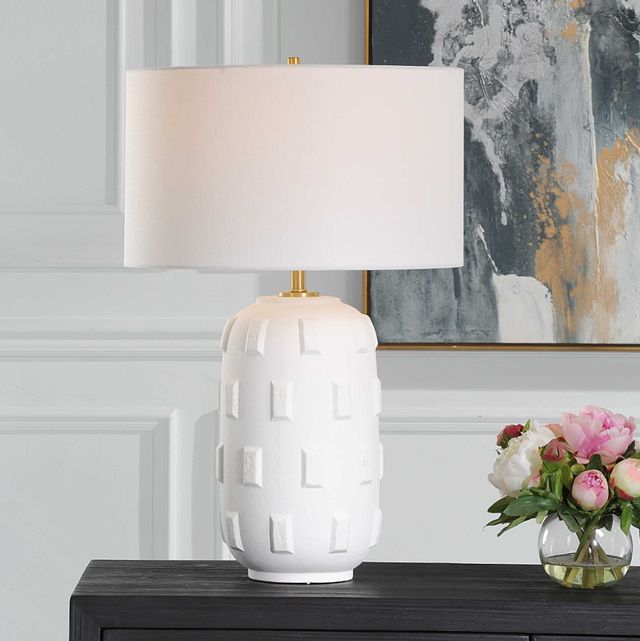 Uttermost® Emerie White Textured White Table Lamp-1