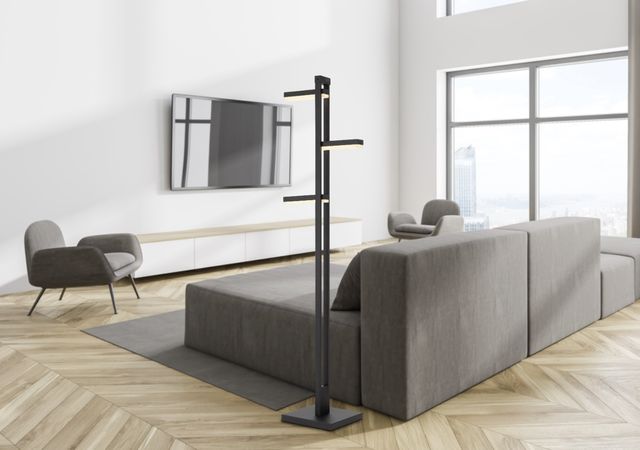 Cal® Lighting & Accessories Dijon Black Floor Lamp-2