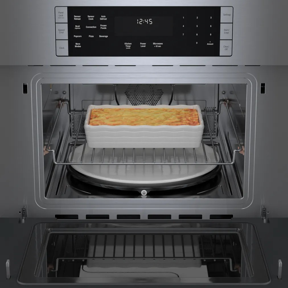Internal hybrid heating mechanism of a speed oven