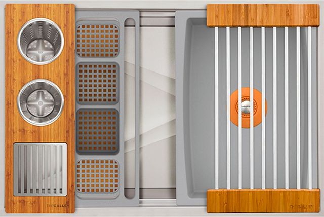 The Galley® Natural Golden Bamboo / Exclusive Gray Resin+ Ideal WashStation™ 30S with Four Tool Wash Kit-0