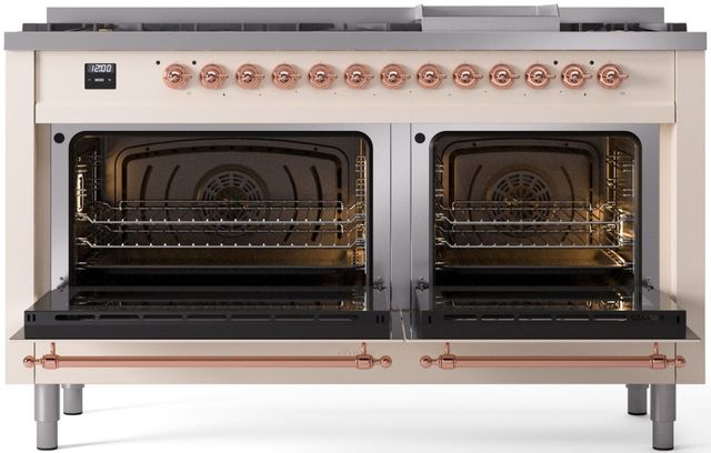 Ilve® Nostalgie II Series 60" Antique White Pro Style Dual Fuel Range-1