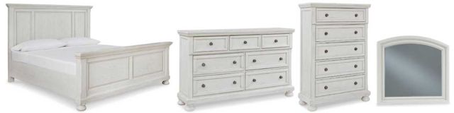 Signature Design by Ashley® Robbinsdale 4-Piece Antique White Queen Panel Bed Set-0