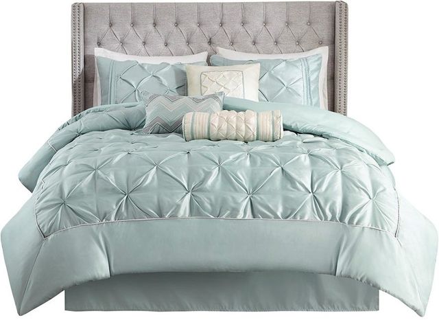 Olliix by Madison Park Laurel 7 Piece Seafoam King Tufted Comforter Set-0