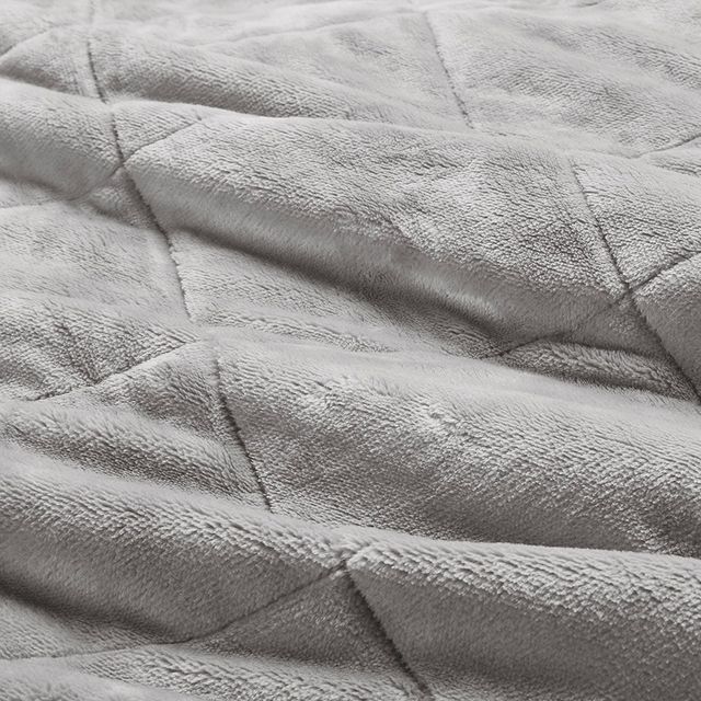 Olliix by Madison Park Coleman Grey Full/Queen Reversible Down Alternative Blanket-3