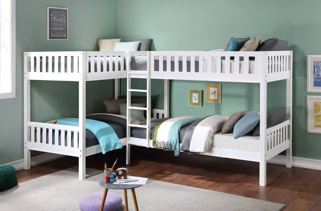 Homelegance® Galen White Twin/Twin Corner Bunk Bed-1