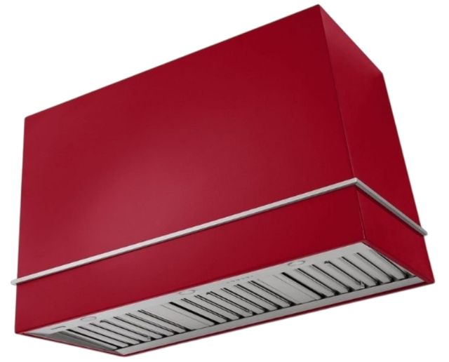 AGA Loge 48" Piccadilly Red Wall Mounted Range Hood with Brushed Brass Trim-0