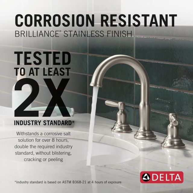 Delta Roe™ Stainless 2-Handle Widespread Bathroom Faucet-4