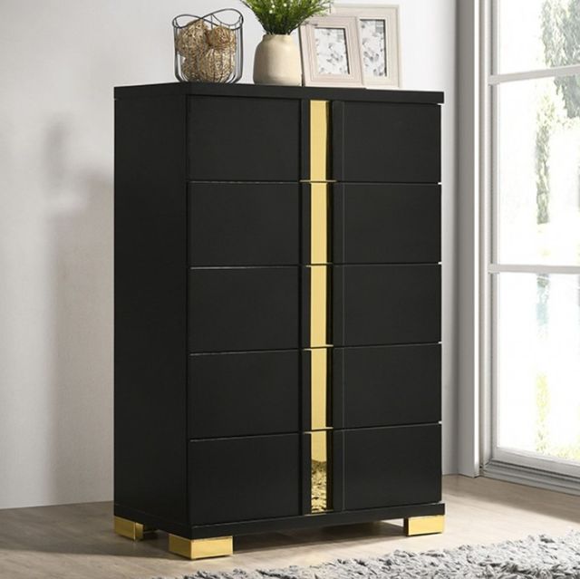 Furniture of America® Lillestrom Black/Gold Chest-1