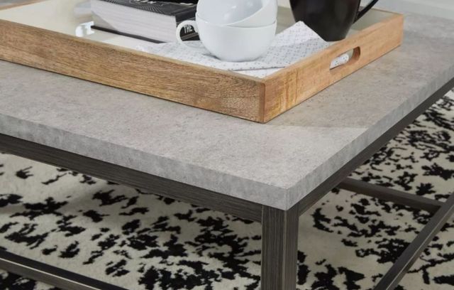Signature Design by Ashley® Shybourne Gray Coffee Table with Aged Bronze Base-3
