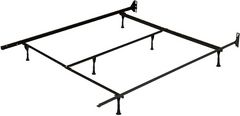 Base de lit simple XL traditionnelle à écrous et boulons avec patins en plastique de Beaudoin - Noir