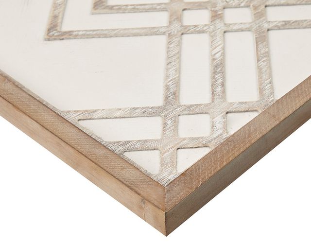 Olliix by Madison Park Exton Natural and White Geo Carved Wood Panel Wall Decor-4