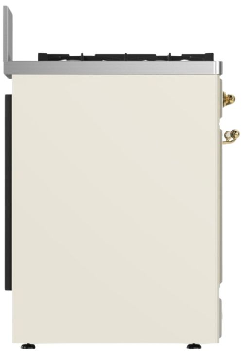 Ilve® Majestic III 30" Antique White Pro Style Dual Fuel Liquid Propane Range with 5 Black Brass Burners and Brass Trim-3