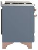 Ilve® Majestic III 36" Blue Gray Pro Style Dual Fuel Natural Gas Range with Triple Glass Door and Copper Trim-4