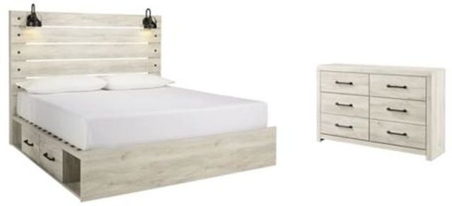 Signature Design by Ashley® Cambeck 2-Piece Whitewash King Panel Bed Set-0
