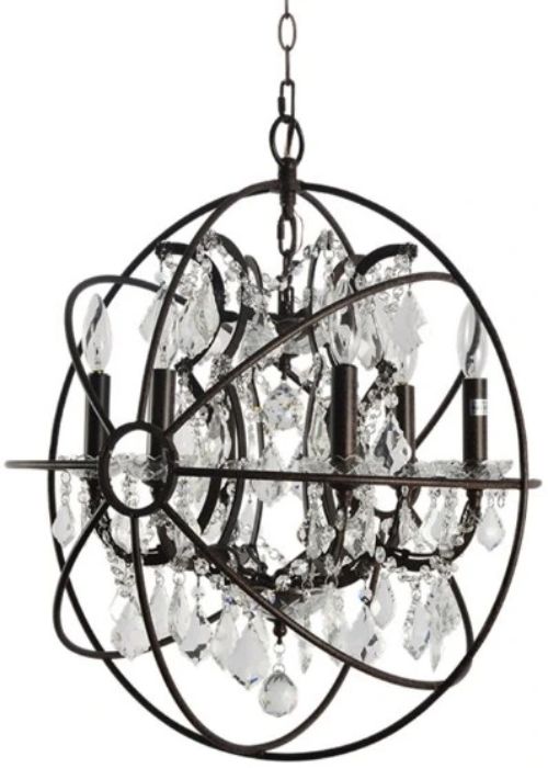 YHD Rustic Brown 6-Light Crystal Chandelier-0
