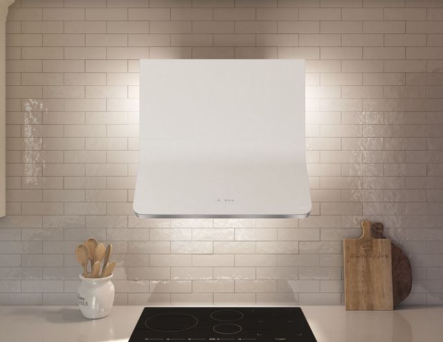 Zephyr Designer Collection Horizon 36" Matte White Glass Wall Mounted Range Hood-4