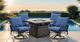 Furniture of America® Segovia 2-Piece Black/Navy Fabric/Steel Outdoor Swivel Glider Arm Chair Set-1