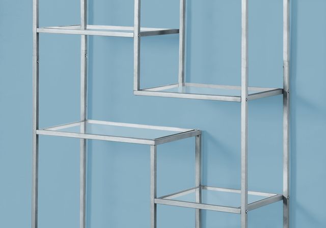 Monarch Specialties Inc. 72" L Silver Metal with Tempered Glass Bookcase-1