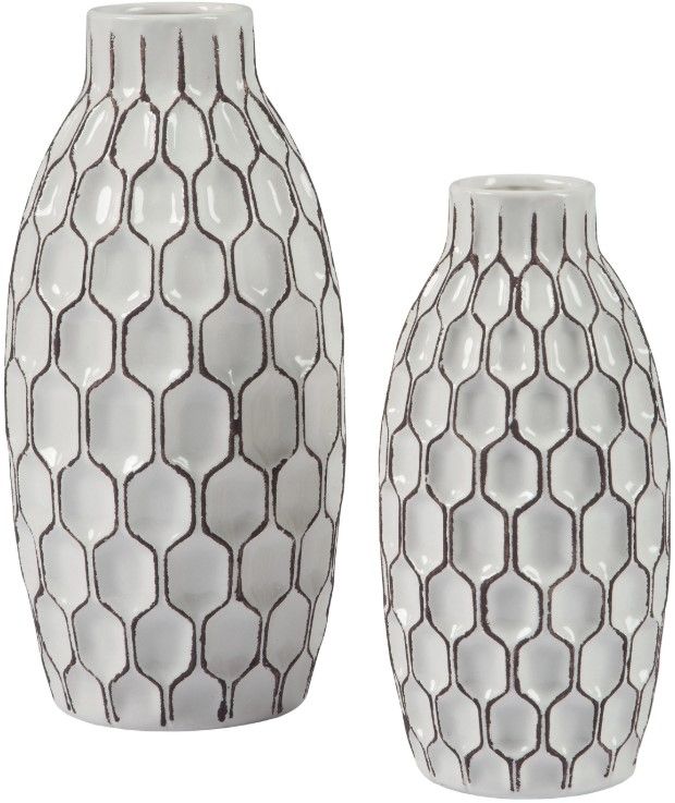 Signature Design by Ashley® Dionna 2-Piece White Vase Set-0
