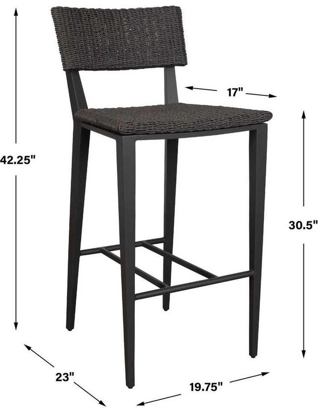 Uttermost® Calbas Java Black Aluminum/Wicker Indoor-Outdoor Bar Stool-1