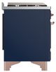 Ilve® Majestic III 60" Midnight Blue Pro Style Dual Fuel Natural Gas Range with Solid Door and Copper Trim-3