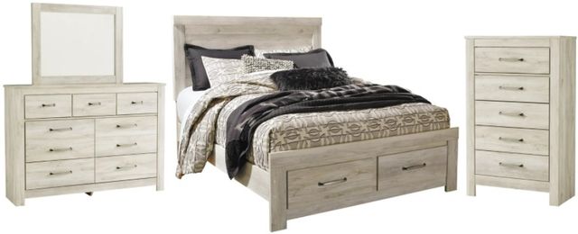 Signature Design by Ashley® Bellaby 4-Piece Whitewash Queen Storage Platform Bed Set-0