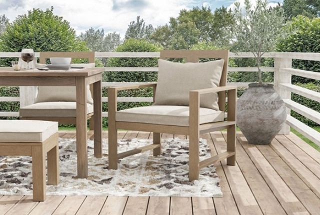 Furniture of America® Bordeaux 2-Piece Beige/Natural Aluminum/Fabric Outdoor Arm Chair Set-1