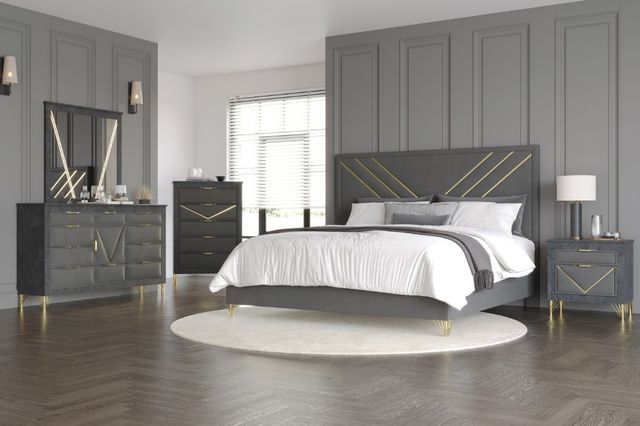 New Classic® Home Furnishings Symmetry Charcoal Queen Panel Bed-1