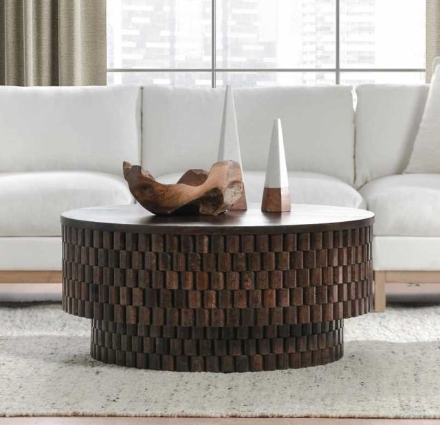 Classic Home Norwood Bark Brown 40" Round Coffee Table-1