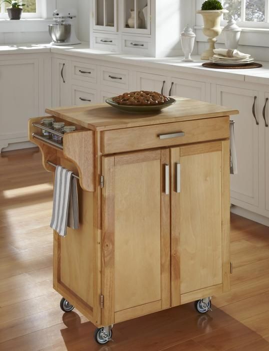 homestyles® Cuisine Cart Natural Wood Kitchen Cart-1
