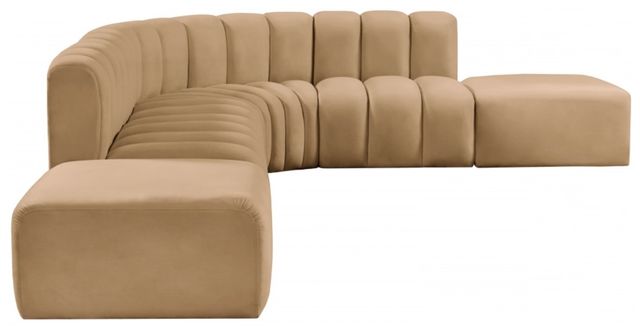 Meridian Furniture Arc 7-Piece Camel Velvet Sectional-0