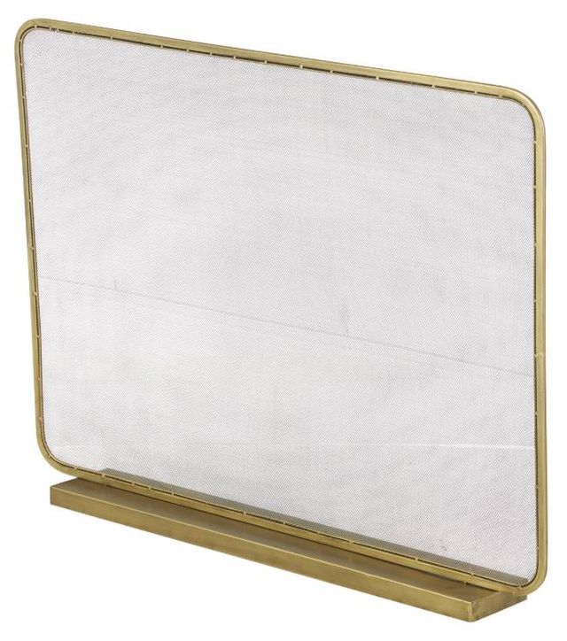 Deco Marche Gold Geometric 1-Panel Fireplace Screen with Rounded Edges and Rectangular Base-2