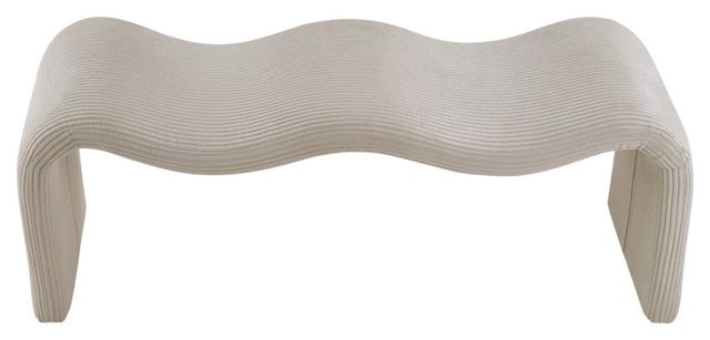 Meridian Furniture Willow Beige Corduroy Fabric Bench-1