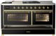 Ilve® Majestic III 60" Glossy Black Pro Style Dual Fuel Liquid Propane Range with French Top and Brass Trim-2